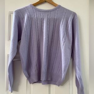 CC Courtenay Women’s Lilac Cashmere Sweater Cable Knit, 100%‎ Pure Cashmere S